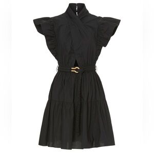 Derek Lam 10 Crosby - Black Finn Ruffle Wrap Dress w/ Belt